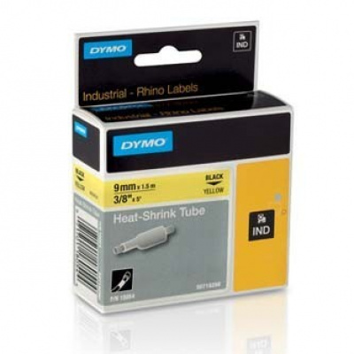 Dymo Rhino 18054, S0718290, 9mm x 1,5m testo nera / sfondo giallo, nastro originale