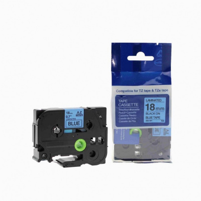 Nastro compatibile con Brother TZ-541 / TZe-541, 18mm x 8m, testo nera / sfondo blu