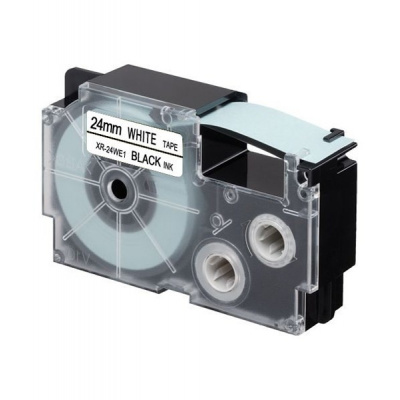 Casio XR-24GWE, 24mm x 5,5m testo nera / sfondo bianco, extr.adh. nastro compatibile