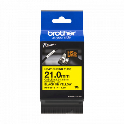 Brother HSe-651E Pro Tape, 21 mm x 1.5 m, testo nera / nastro giallo , nastro originale