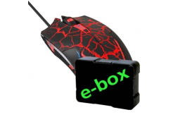 E-blue Mouse Cobra EMS624BKCA-IU, 2500DPI, ottica, 6sp\., wired USB, nero-rosso, gaming, e-box