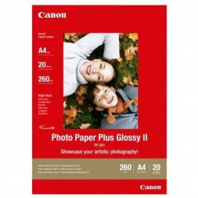 Canon Photo Paper Plus Glossy PP-201 2311B019, 260 g/m2, A4, 20pz, lucido, getto d'inchiostro, bianco, carta fotografica