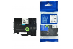 Nastro compatibile con Brother TZ-NFX221/TZe-NFX221, 9mm x 5m, flexi, nylon, testo nera/sfondo bianco