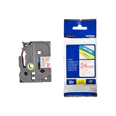 Brother TZ-252 / TZe-252, 24mm x 8m, testo rossa/sfondo bianco, nastro originale