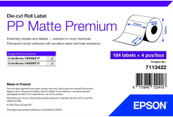 Epson 7113422 PP Matte, per ColorWorks, 210x297mm, 184pz, polypropylen, bianco etichette autoadesive