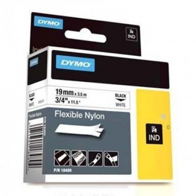Dymo Rhino 18489, 19mm x 3.5m, testo nera/sfondo bianco, nastro originale