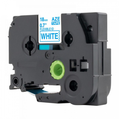 Nastro compatibile con Brother TZ-FX243 / TZe-FX243, 18mm x 8m, flexi, testo blu / nastro bianco