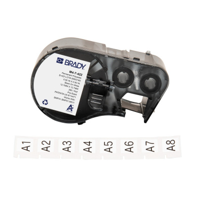 Brady M4-7-422 / 170735, 12.70 mm x 12.70 mm, Polyester, testo nera / sfondo bianco