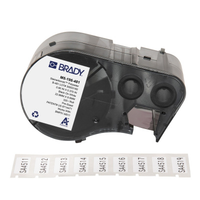 Brady M5-195-481 / 170885, 25.40 mm, Polyester, testo nera / sfondo bianco