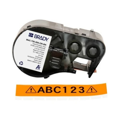 Brady M4C-750-595-OR-BK / 170828, 19.05 mm x 7.62 m, Vinile, testo nero / sfondo arancione