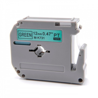 Nastro compatibile con Brother MK-731, 12mm x 8m, testo nera / sfondo verde