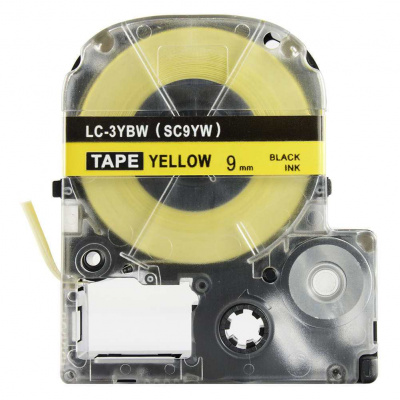 Epson LK-3YBP, SC9YW, C53S653002, 9mm x 9m, testo nera / sfondo giallo, nastro compatibile