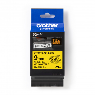 Brother TZ-S621 / TZe-S621 Pro Tape, 9mm x 8m, testo nera/nastro giallo, nastro originale