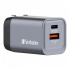 Verbatim GaN 32200, caricatore di rete da viaggio, USB 3.0, USB C, grigio, 35 W, forche intercambiabili C,G,A