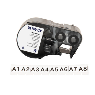 Brady M4C-475-422 / 170731, 12.07 mm x 7.62 m, Poliestere, testo nero / sfondo bianco