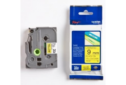 Brother TZ-621 / TZe-621, 9mm x 8m, testo nera / sfondo giallo, nastro originale