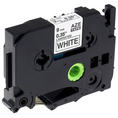 Nastro compatibile con Brother TZe-FA221, 9mm x 3m, testo nera / sfondo bianco, per stirare