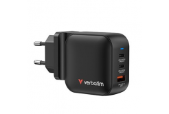 Verbatim GaN 32229, caricatore di rete da viaggio, USB 3.0, USB C, grigio, 70W, forche intercambiabili C,G,A