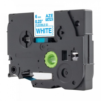 Nastro compatibile con Brother TZ-FX213 / TZe-FX213, 6mm x 8m, flexi, testo blu / nastro bianco