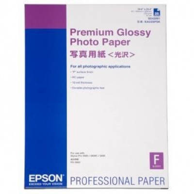 Epson Premium Glossy Photo Paper S042091, 255 g/m2, A2, 25pz, lucido, bianco, carta fotografica