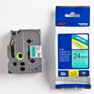 Brother TZ-751 / TZe-751, 24mm x 8m, testo nera / sfondo verde, nastro originale