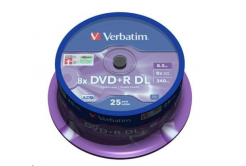 VERBATIM DVD+R (confezione da 25) doppio strato/8x/8,5 GB/campana