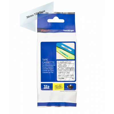 Brother TZe-M65, 36mm x 8m, testo bianco/traslucido opaco nastro, nastro originale