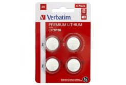 Verbatim 49531 Batteria a bottone al litio CR2016, 3V, blister, 4 pz