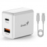 Genius Adattatore di rete 20W, 2 porte, USB-C, USB-A, PD-20ACP