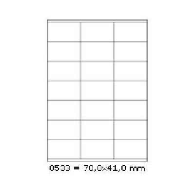 Etichette autoadesive 70 x 41 mm, 21 etichette, A4, 100 fogli