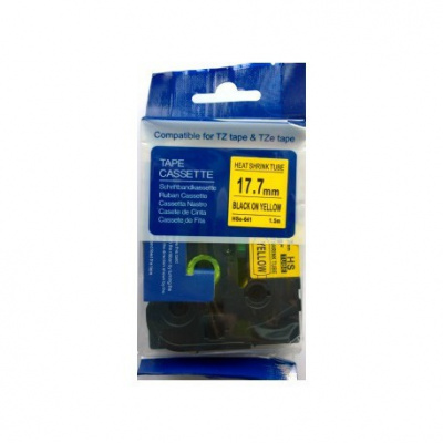 Nastro compatibile con Brother HSe-641, 17,7mm x 1,5m, testo nera / sfondo giallo