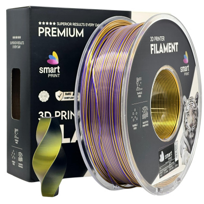 Smart Print FG-S108-E1, 3D filamento, PLA Silk, 1,75mm, 1000g, Tri Color, Multicolore (Black, Gold, Purple)