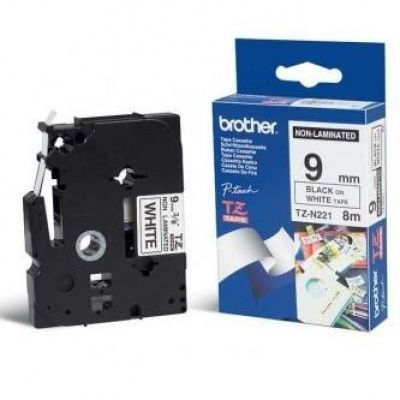 Brother TZ-N221, 9mm x 8m, testo nera/sfondo bianco, nastro originale