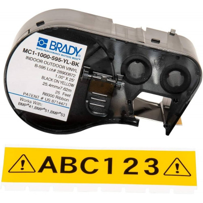 Brady M4C-500-584-YL / 170810, 12.70 mm x 6.10 m, Plastica, testo nero / sfondo giallo