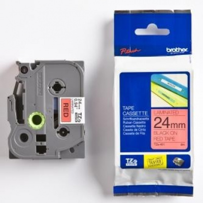 Brother TZ-451 / TZe-451, 24mm x 8m, testo nera / sfondo rosso, nastro originale