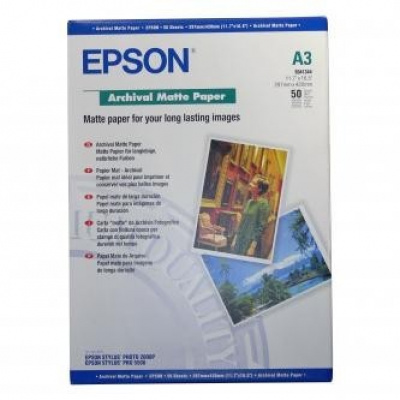 Epson Archival Matte Paper S041344 C13S041344, 29,7x42cm, A3, 50pz, getto d'inchiostro, bianco, carta fotografica