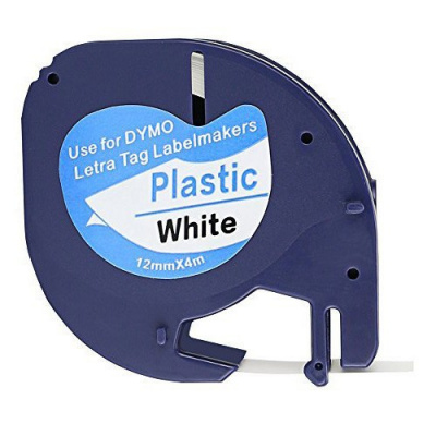 Nastro compatibile con Dymo 59422, S0721560 / 91221, S0721660 LetraTag 12mm x 4m, testo nera / sfondo bianco