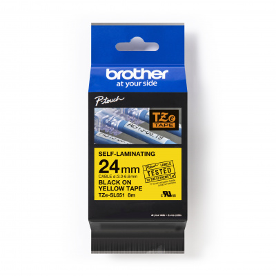 Brother TZ-SL651 / TZe-SL651 Pro Tape, 24mm x 8m, testo nera / nastro giallo, nastro originale