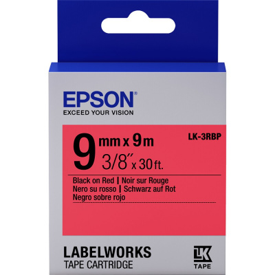 Epson LabelWorks LK-3RBP C53S653001 9mm x 9m, testo nera / nastro rosso pastello, nastro originale
