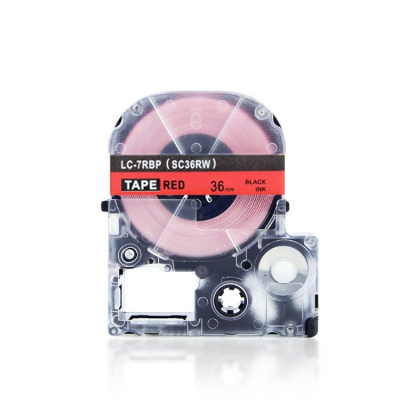 Epson LC-7RBP, SC36RW, 36mm x 8m, testo nera / sfondo rosso, nastro compatibile