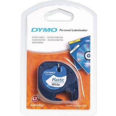 Dymo LetraTag 59422, S0721560, 12mm x 4m, testo nera/sfondo bianco, nastro originale