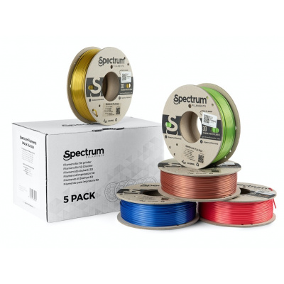 Spectrum 80750 3D filamento, PLA Silk, 1,75mm, 5x250g, Oro, Bronzo, Verde, Rosso, Blu (Mix Glorious Gold, Spicy copper, Apple green, Ruby red, Indigo Blue)