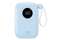 Powerton ENERGY PASTEL EDITION Power bank 10000mAh, 2x USB-C, 22.5W, cavi integrati, blu