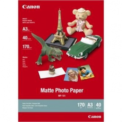 Canon Matte Photo Paper, carta fotografica, opaco, bianco, A3, 170 g/m2, 40 pz MP-101 A3, getto d'inchiostro