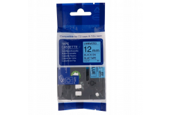 Broher TZe-R531 / TZ-R531, 12mm x 4m, testo nera / sfondo blu, nastro tessile, nastro compatibile