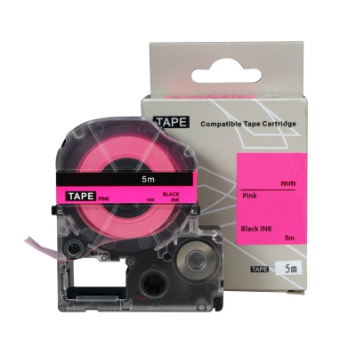 Epson HTC9PW, 9mm x 8m, testo nera / sfondo rosa, nastro compatibile