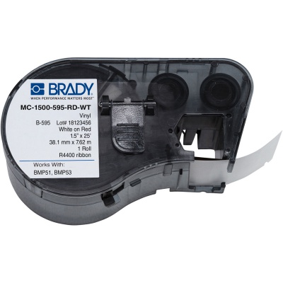 Brady MC-1500-595-RD-WT / 143402, nastro autoadesivo 38.10 mm x 7.62 m