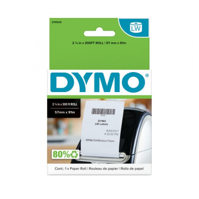 Dymo 2191636, 57mm x 91m, ricevute per registratori di cassa bianche non adesive
