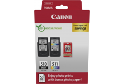 Canon PG-510/CL-511/GP-501 2970B017 colore (color) multipack di cartucce originali + carta fotografica