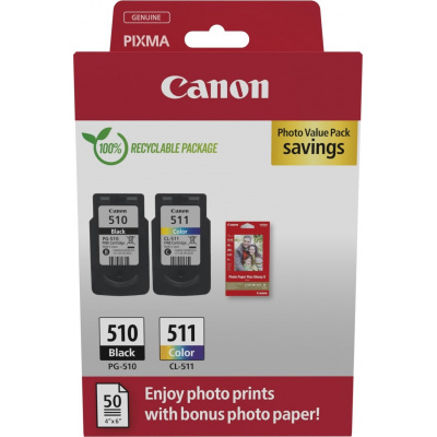 Canon PG-510/CL-511/GP-501 2970B017 colore (color) multipack di cartucce originali + carta fotografica
